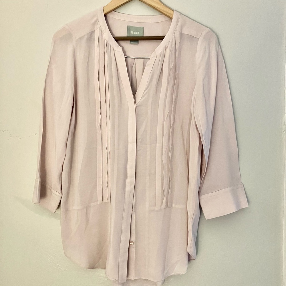 Anthropologie Maeve Blush Pleated Blouse Size 4